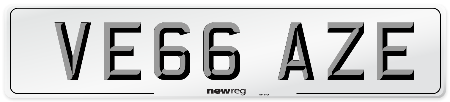 VE66 AZE Number Plate from New Reg